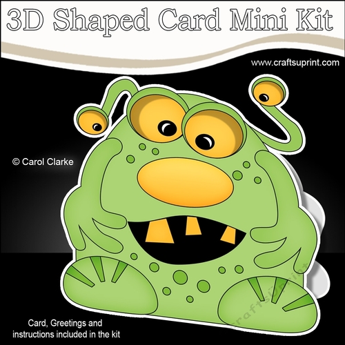 3D Shaped Card  Kit -  Cute Alien Monster Coeh