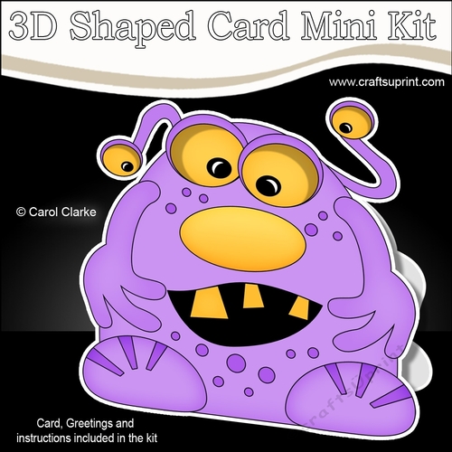 3D Shaped Card  Kit -  Cute Alien Monster Zuth