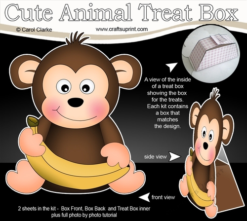 3D Cute Animal Treat Box Gift Set Mini Kit -  Cute Little Monkey Bing