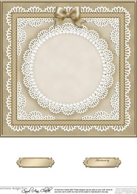 8 x 8 Pearls, Lace and Ribbon Plain Card Base