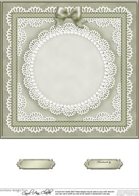 8 x 8 Pearls, Lace and Ribbon Plain Card Base