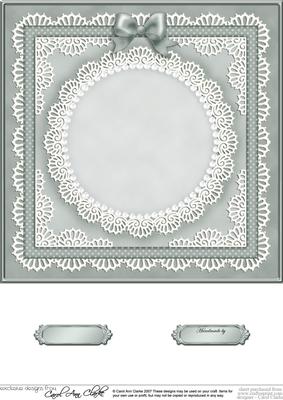 8 x 8 Pearls, Lace and Ribbon Plain Card Base