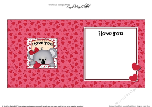 Shell Edged Corner Side Stacker - Love, Romance, Valentine - Koala Bear 