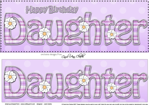 Large DL Happy Birthday DAUGHTER 3D decoupage with Tartan