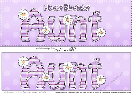 Large DL Happy Birthday AUNT 3D decoupage with Tartan