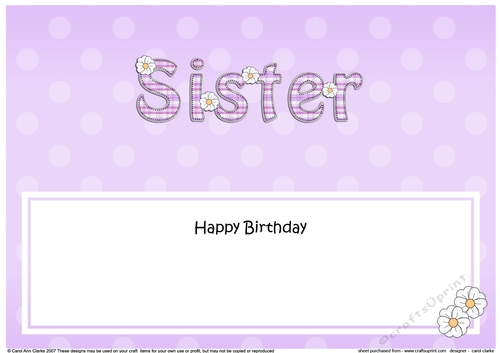 Large DL Happy Birthday SISTER insert with Tartan