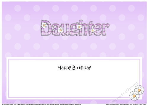 Large DL Happy Birthday DAUGHTER insert with Tartan