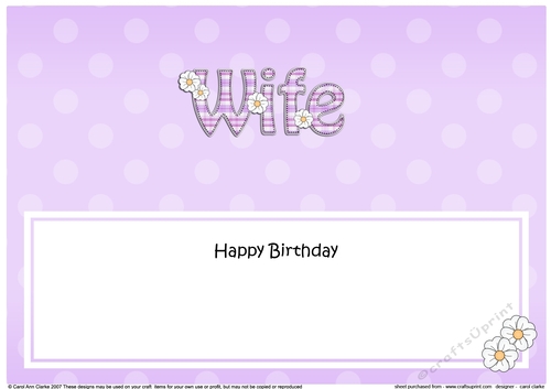 Large DL Happy Birthday WIFE insert with Tartan