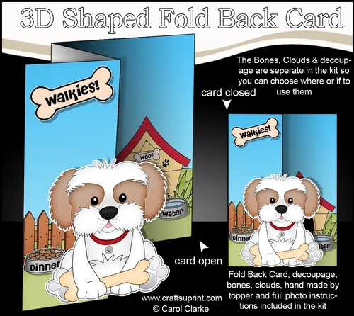 3D Shaped No-Hole Fold Back Mini Kit - Little Cavachon Dog BoBo