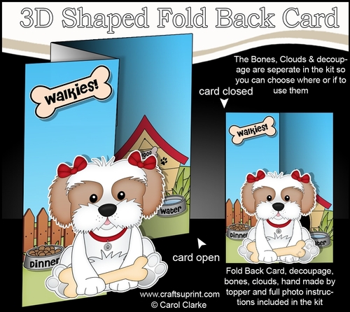 3D Shaped No-Hole Fold Back Mini Kit - Little Cavachon Dog Button