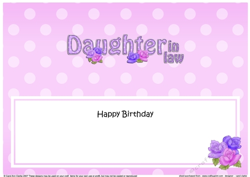Large DL Happy Birthday DAUGHTER insert with Roses