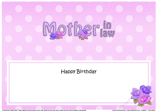 Large DL Happy Birthday MOTHER insert with Roses
