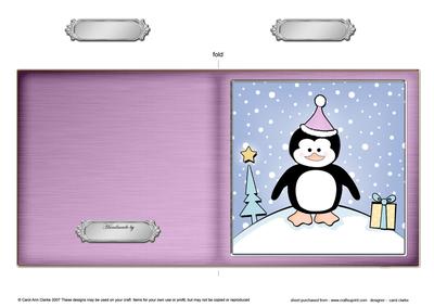 Xmas Penguin Cut and Fold Card