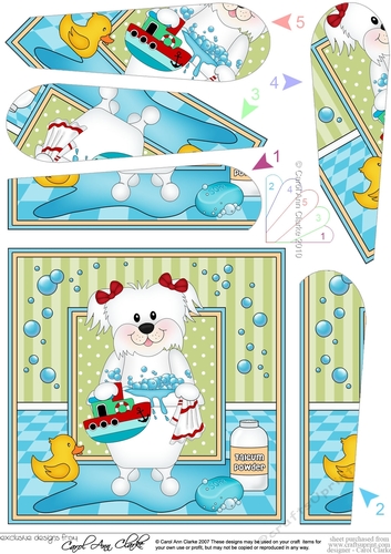 Fan Pyramage Topper - Bathtub Buddies - Little Bichon Frise Dog