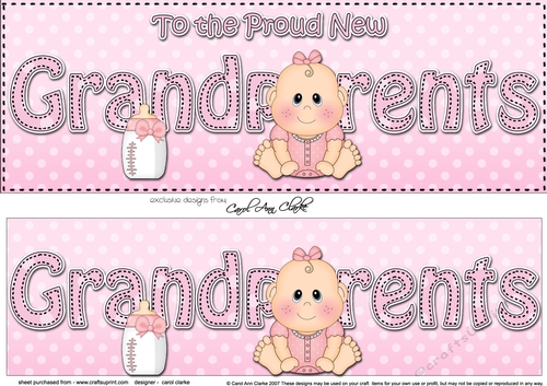 Large DL New Baby TO THE PROUD NEW GRANDPARENTS 3D decoupage