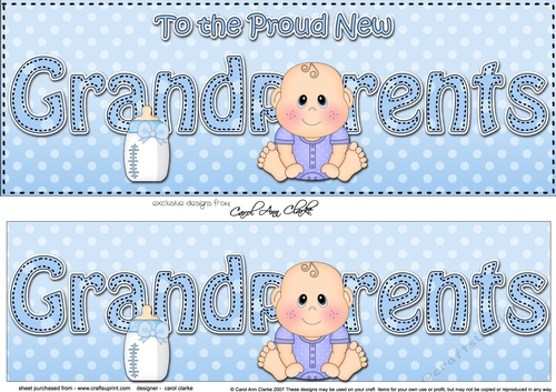 Large DL New Baby TO THE PROUD NEW GRANDPARENTS 3D decoupage