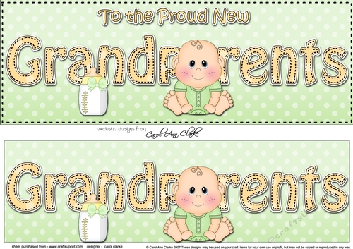 Large DL New Baby TO THE PROUD NEW GRANDPARENTS 3D decoupage