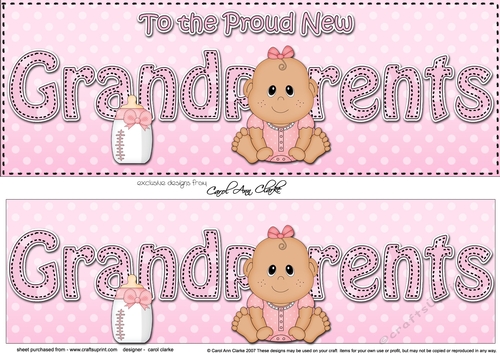 Large DL New Baby TO THE PROUD NEW GRANDPARENTS 3D decoupage
