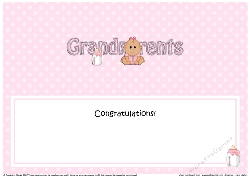 Large DL Congratulations NEW GRANDPARENTS insert