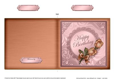 Roses on Metallic Lace Cut and Fold Card