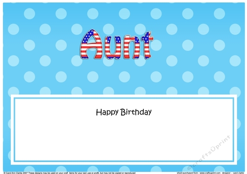 Large DL Happy Birthday AUNT insert USA Stars & Stripes