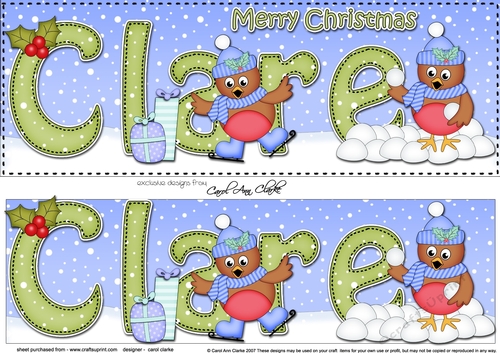 Large DL Merry Christmas CLARE 3D decoupage 