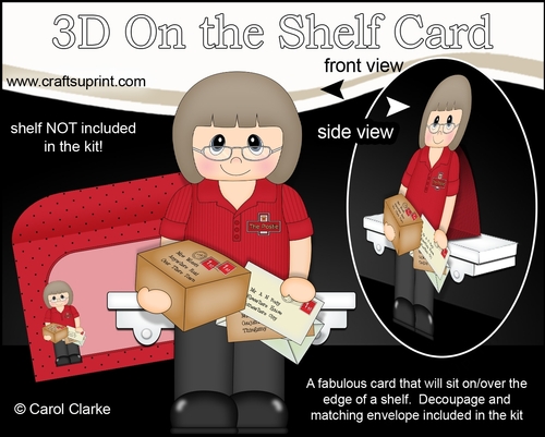 3D On the Shelf Card Kit - Little Postie Bronwyn