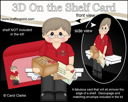 3D On the Shelf Card Kit - Little Postie Phill