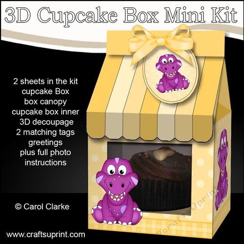 Mini Milk Carton Cupcake Treat Box Mini Kit - Cute Little Dino