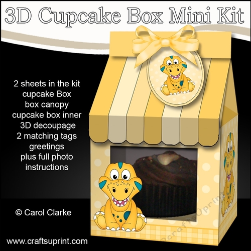 Mini Milk Carton Cupcake Treat Box Mini Kit - Cute Little Dino