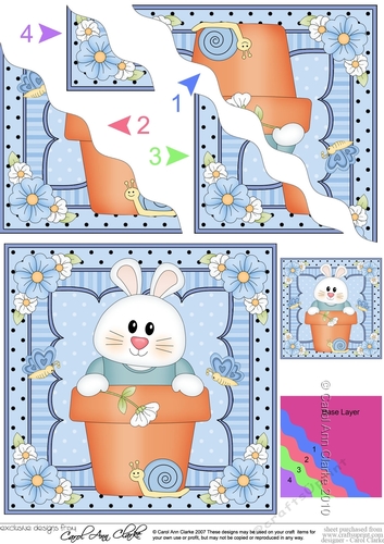 Flower Pot Friends Cute Little Bunny Wavey Corner Stacker