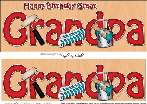Large DL Happy Birthday GREAT GRANDPA 3D decoupage with Decorating