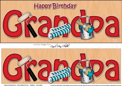 Large DL Happy Birthday GRANDPA 3D decoupage with Decorating
