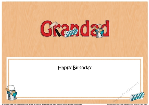 Large DL Happy Birthday GRANDAD insert with Decorating