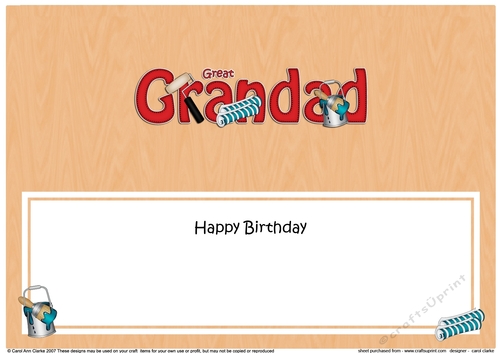 Large DL Happy Birthday GREAT GRANDAD insert with Decorating