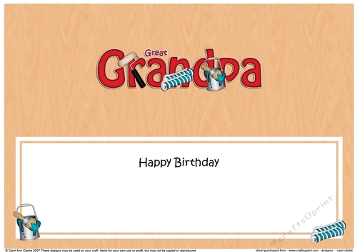 Large DL Happy Birthday GREAT GRANDPA insert with Decorating