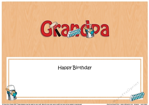 Large DL Happy Birthday GRANDPA insert with Decorating