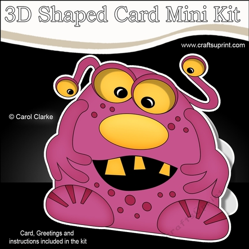 3D Shaped Card  Kit -  Cute Alien Monster Toej