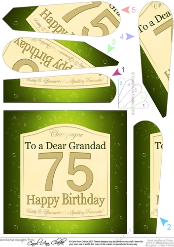 75th Birthday Grandad Champagne Fan Pyramage Topper