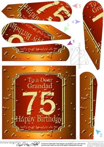 75th Birthday Grandad Beer Label Fan Pyramage Topper