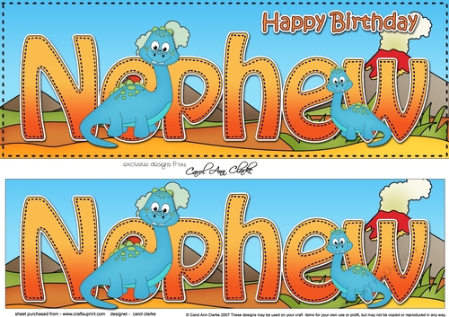 Large DL Happy Birthday NEPHEW with Dinosaurs 3D decoupage with Dinosaurs