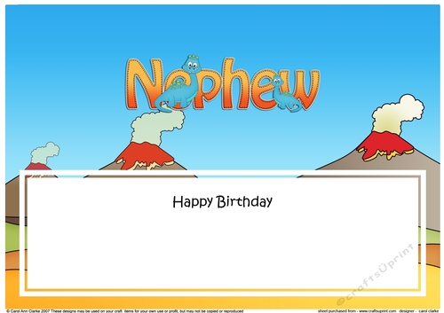 Large DL Happy Birthday NEPHEW with Dinosaurs insert with Dinosaurs