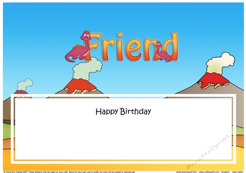 Large DL Happy Birthday FRIEND with Dinosaurs insert with Dinosaurs