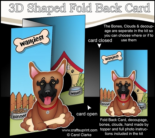 3D Shaped No-Hole Fold Back Mini Kit - Little German Shepherd Dog Nash