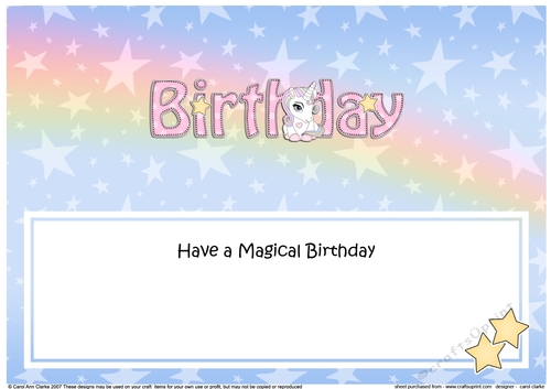 Large DL HAVE A MAGICAL BIRTHDAY insert with Unicorn