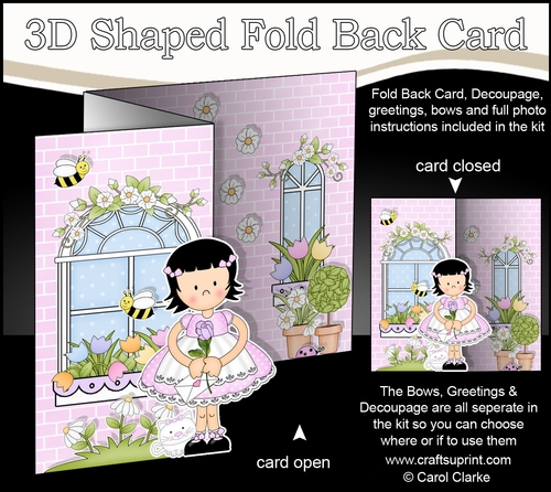 3D Shaped No-Hole Fold Back Mini Kit -  Country Cottage Girlz Suzi has a Rose