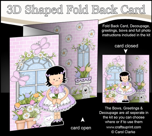 3D Shaped No-Hole Fold Back Mini Kit -  Country Cottage Girlz Suzi has a Rose