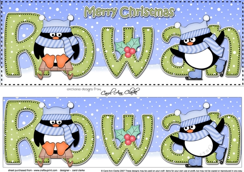 Large DL Merry Christmas ROWAN 3D decoupage 
