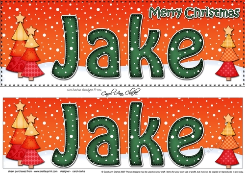 Large DL Merry Christmas JAKE 3D decoupage 