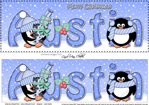 Large DL Merry Christmas AUSTIN 3D decoupage 
